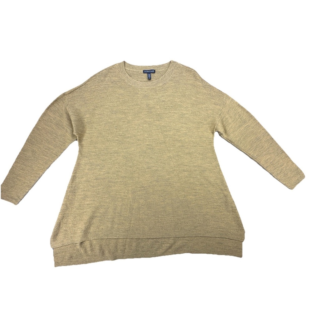 EILEEN FISHER Women Italian Yarn Knit Tunic Sweater Top‎ Yellow Mustard Size S